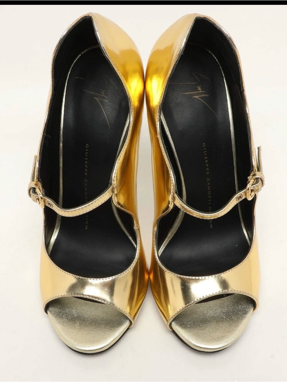Giuseppe Zanotti Gold Metallic Peep-Toe Mary Jane Stilettos - Picture 4 of 12